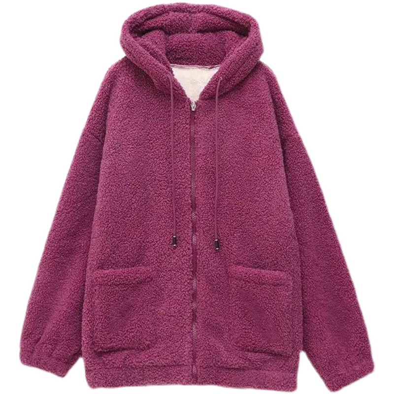 羊羔绒卫衣女2021秋冬季新款加绒加厚宽松韩版连卫衣