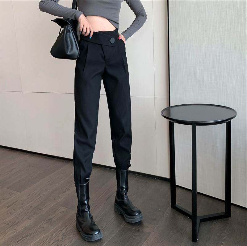 炸街工装裤束脚裤女秋冬ins潮高腰裤子2022年新款显瘦休闲裤