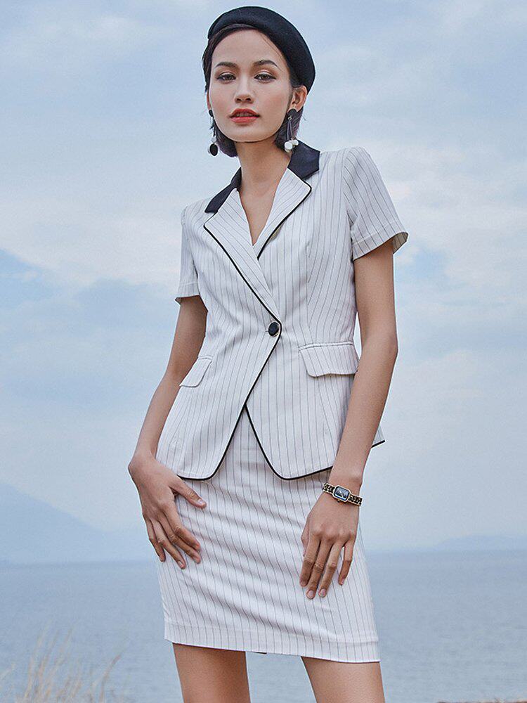 白领职业装女装时尚气质白色西装套裙ol套装夏款商务正装工作服