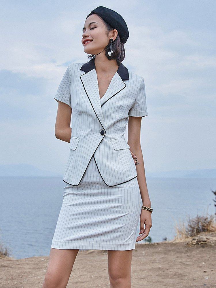 白领职业装女装时尚气质白色西装套裙ol套装夏款商务正装工作服