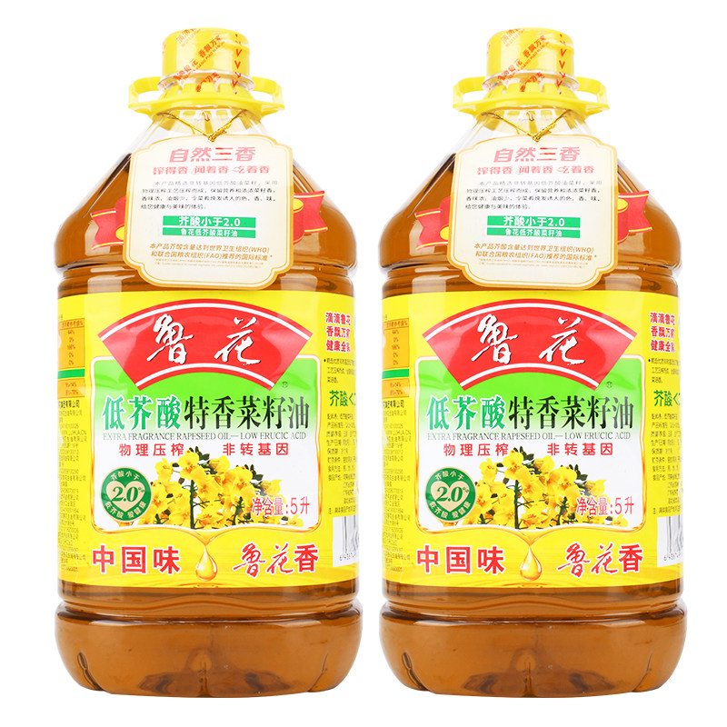 鲁花压榨特香菜籽油5l低芥酸植物油非转基因桶装食用油健康菜油