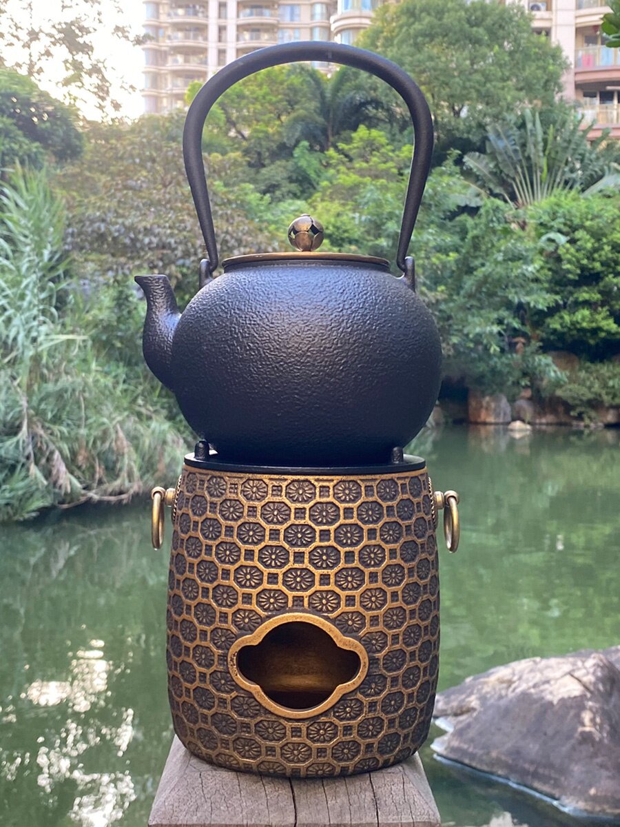 铸铁炭炉日式铁壶风炉茶道摆设烧水铁炉复古茶道