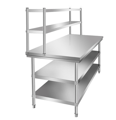 新款双层工作台三层不锈钢操作台置物架厨房桌子组装工作台