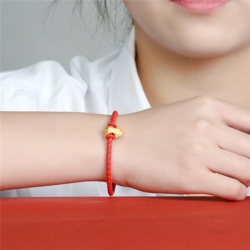 黄金生肖转运珠小金牛手链本命年牛男红绳牛年手饰