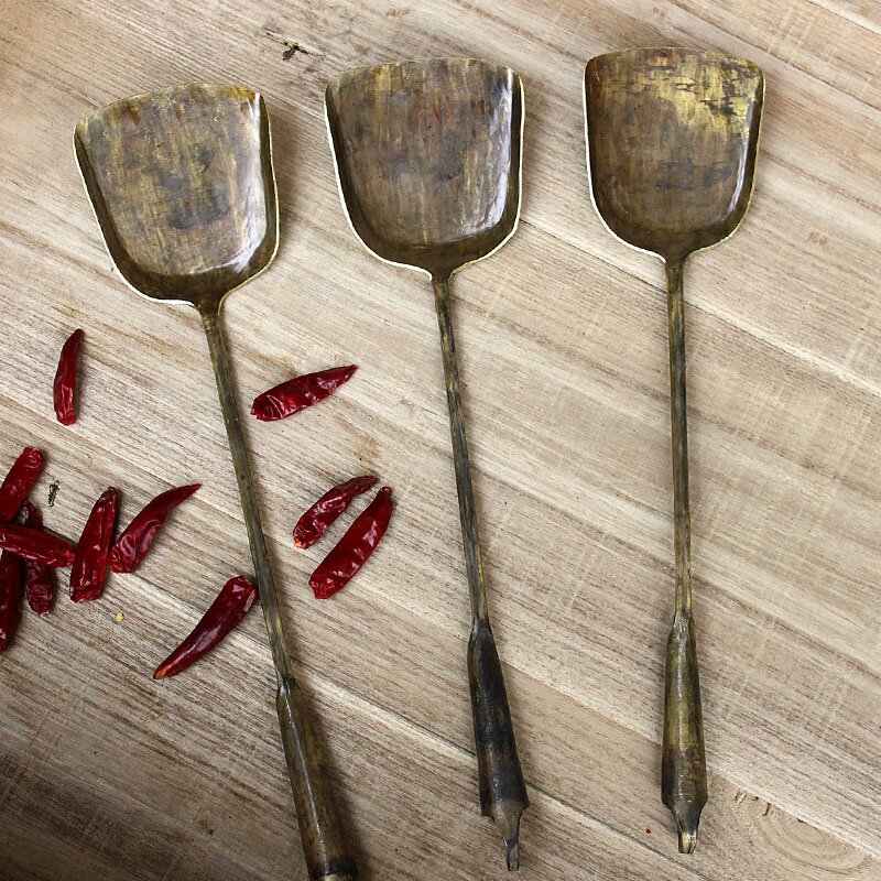 黄铜锅铲铜汤勺子农村民间手艺人手工铸造长柄锅铲