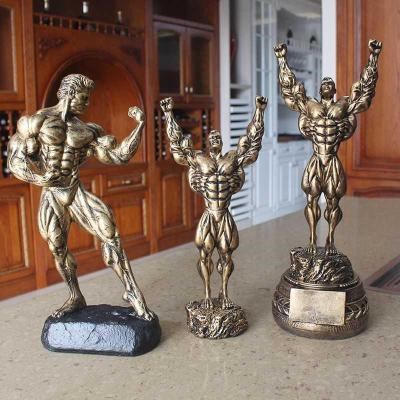 自我雕琢雕塑摆件健美比赛刻字奖杯健身房装饰摆件