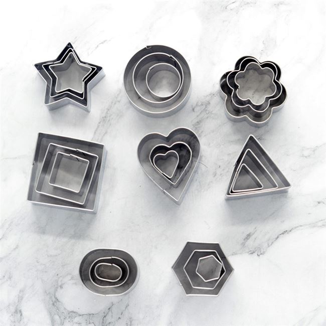 件套不锈钢饼干模具圆形椭圆菱形翻糖蔬果压花烘焙模具