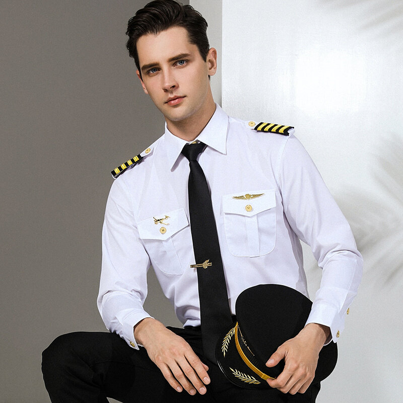制服高档空少衬衫套装机长飞行员衬衣机师发型师工装制服