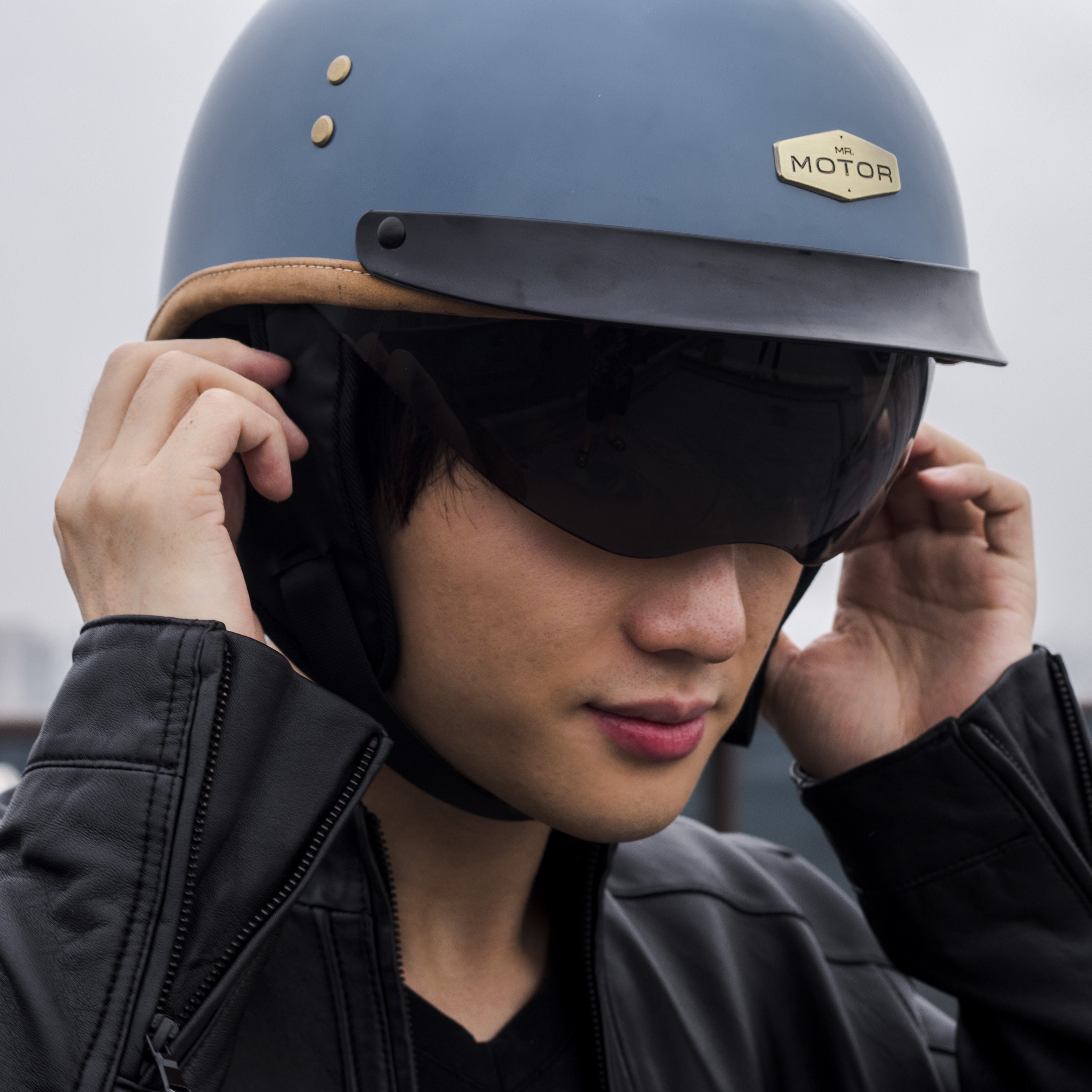 高档mrmotor夏季复古头盔摩托车半盔男女机车电动车头盔