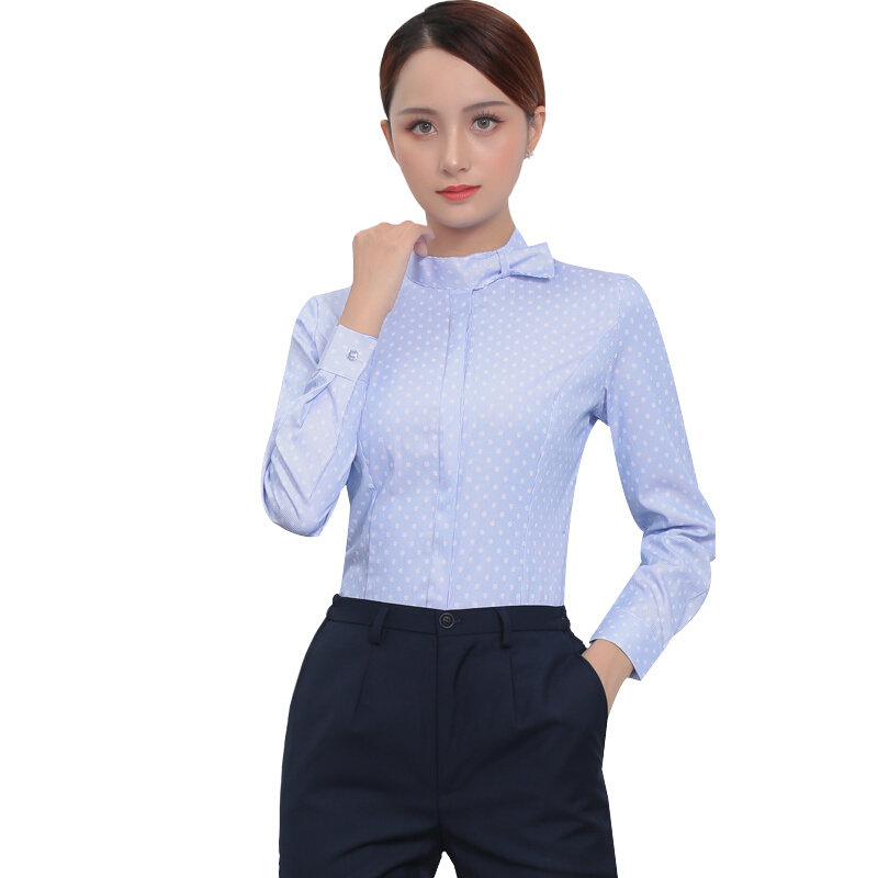 正品中国移动工作服女长短袖衬衫蓝色印花春秋销售营业员工装裤子