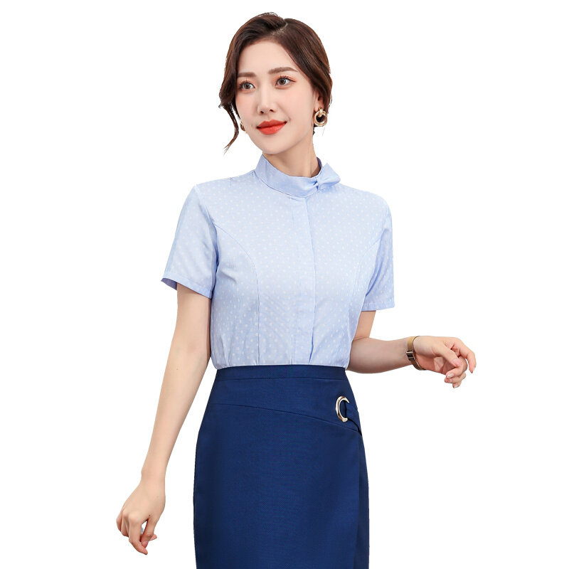 正品中国移动工作服女短袖衬衫夏新款公司营业厅员工制服套装工装