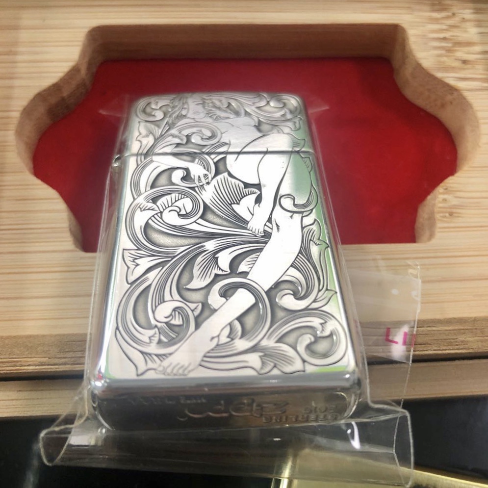 正品zippo防风打火机蚊版原创唐草仙子纯银纯铜zippo