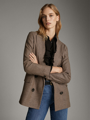 女士11月斗牛士西班牙代购md双排格子西服6040540西装