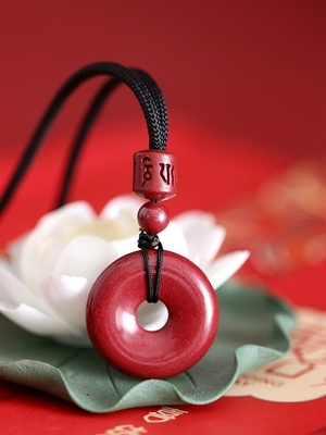 原矿朱砂平安扣吊坠钥匙小孩子张家界湘西保真天然项坠