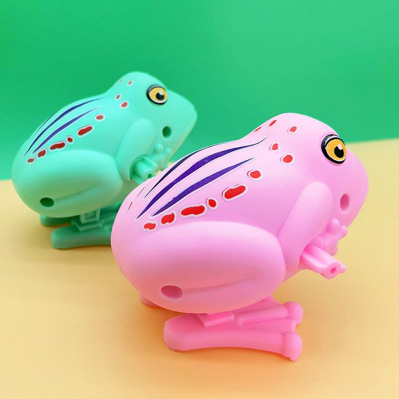 网红上弦发条玩具蹦跳大青青蛙仿真动物宝宝发条玩具