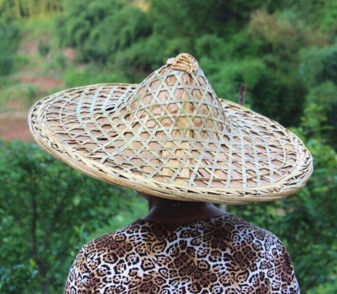 农村帽檐男士老人人大竹制品竹子编织大号务农帽子