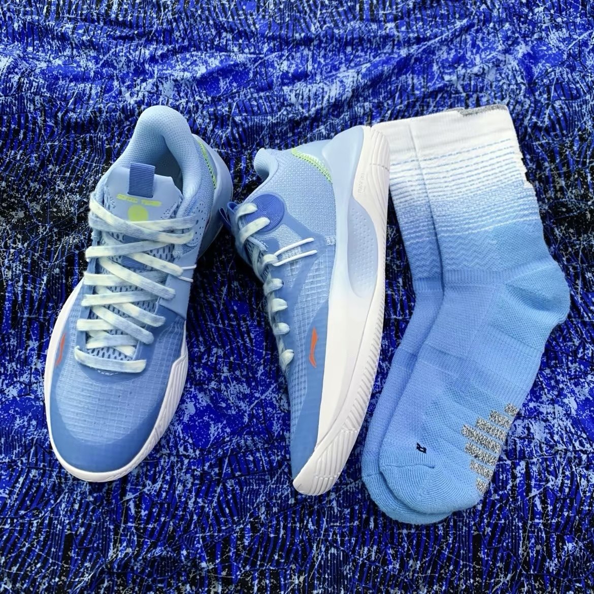 适配李宁音速极光浅蓝色渐变腰果花驭全城鞋带鞋带