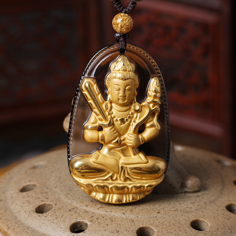 黄金生肖守护命佛虎石属牛镀金菩萨虚空曜本项坠