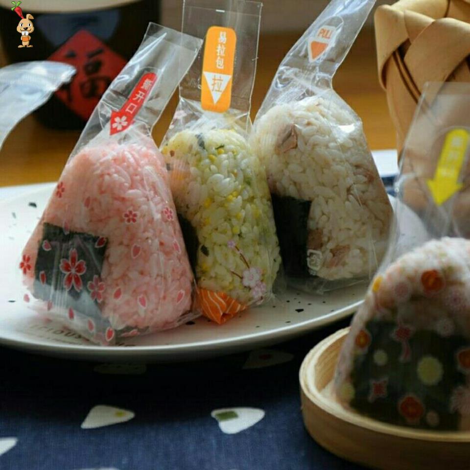 三角形饭团包装袋日式100只一次性防雾方便携带寿司海点心包装盒