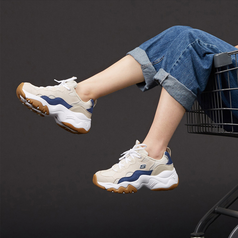 skechers斯凯奇新款老爹鞋女潮林允同款熊猫厚底增高时尚休闲鞋