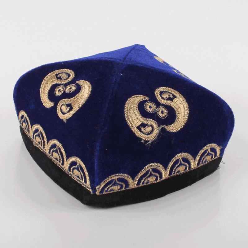 男士维吾尔族折叠小花帽新传统巴旦花纹刺绣舞台帽子