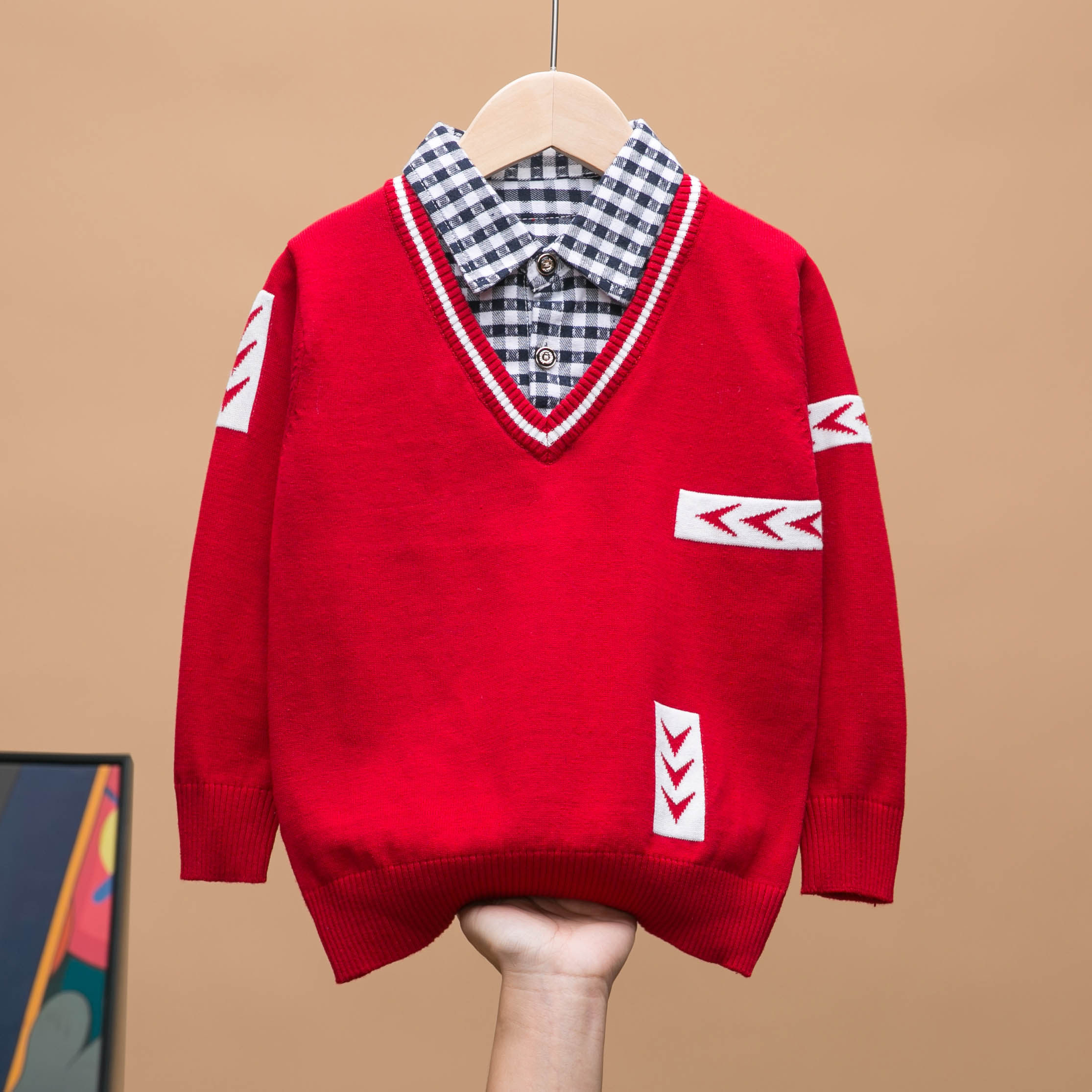 春秋秋冬薄款全棉中大童装男童儿童毛衣两件毛衣