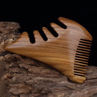 多功能按摩头部经络梳头刮痧拨筋绿檀木梳方斋英子梳子