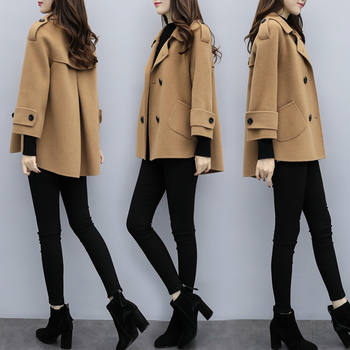 Yiwan Woolen Coat Women's Short Jacket Women's 2021 Autumn and Winter New Style Korean Style Casual Fashion Temperament Short Double-breasted