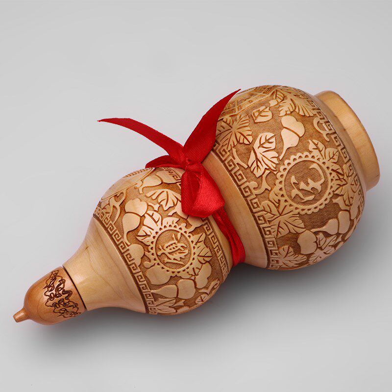 福缘阁桃木葫芦摆件开口带盖木雕工艺品礼品家居饰品办公桌装饰