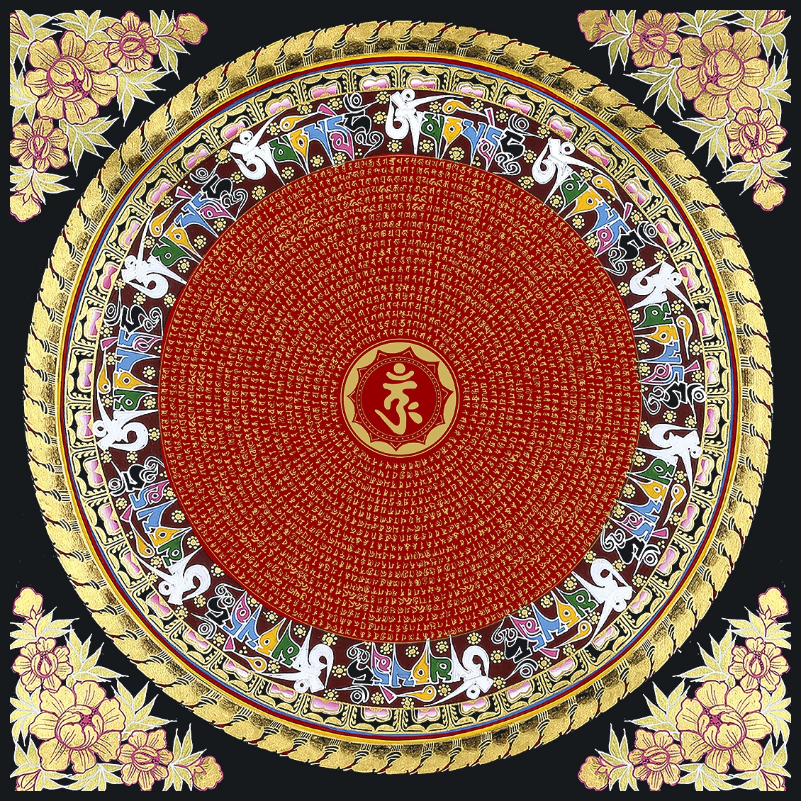 楞严咒描金画稿画稿静心减压唐卡涂色diy手绘diy