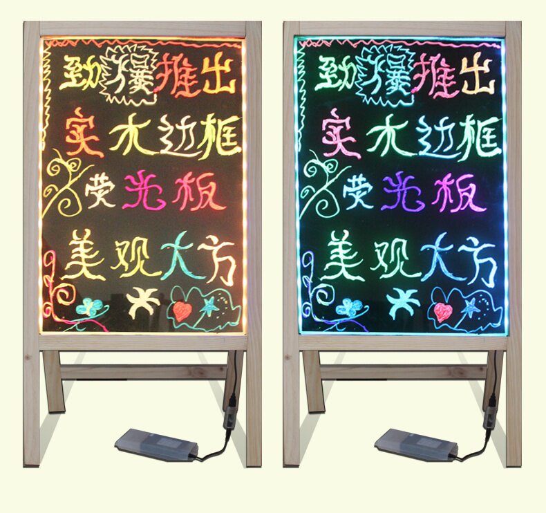 实木电子led荧光光板发光黑板手写板广告牌5070荧光板