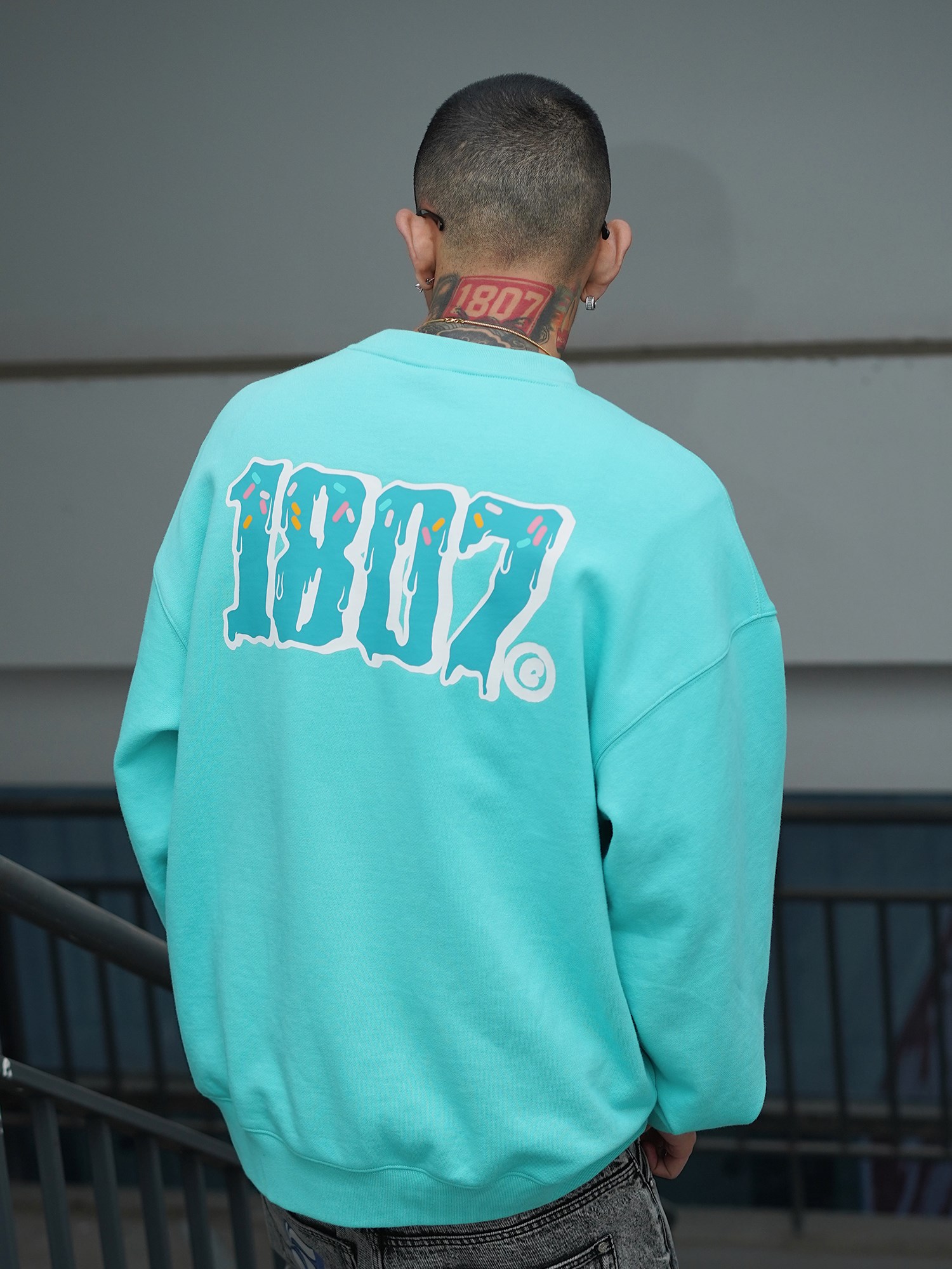 1807宽松套头保暖抓绒印花街头潮流卫衣圆领卫衣