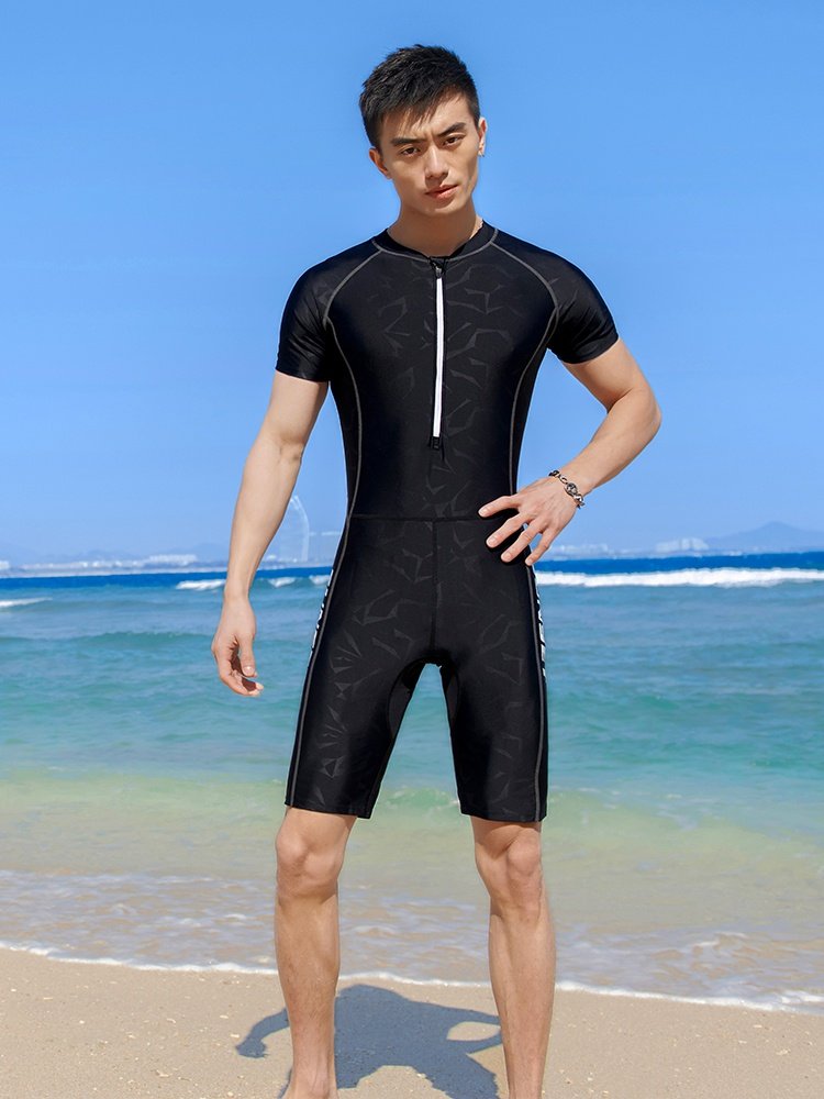 专业训练男士泳衣套装连体游泳泳裤尴尬速干男士泳衣