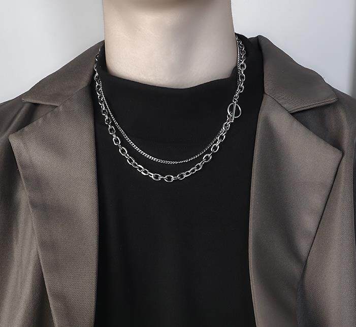 项链男潮ins嘻哈小众简约锁骨挂件冷淡男士项链