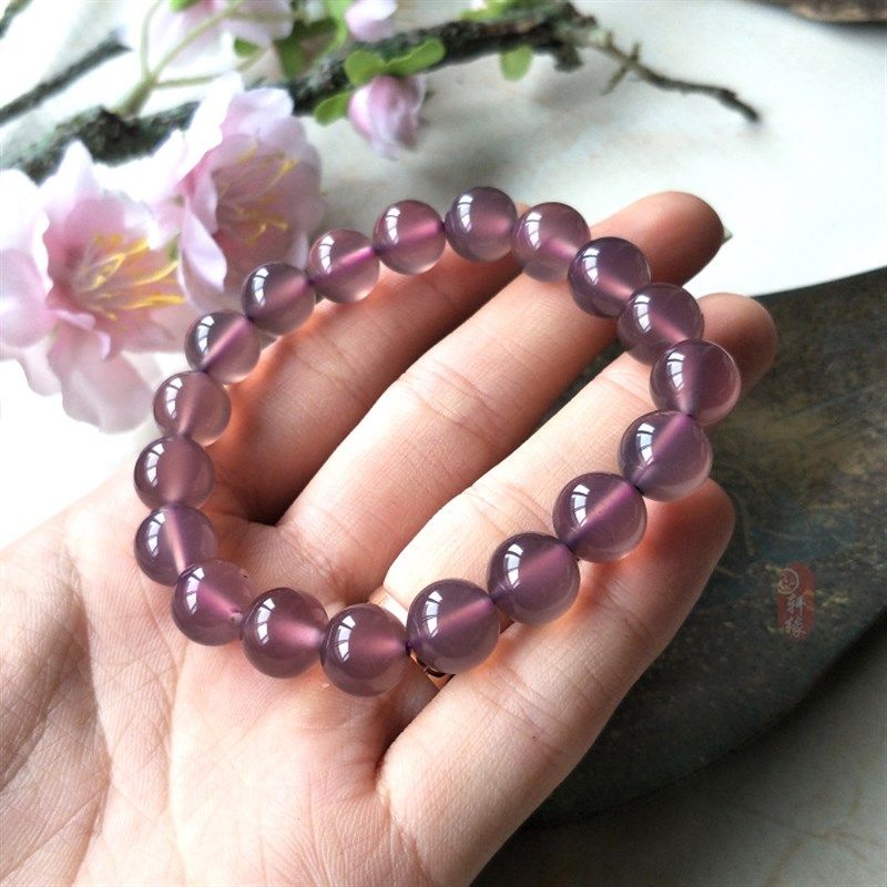 紫玉土耳其进口天然手链单圈手玛瑙佛珠手串男女手链