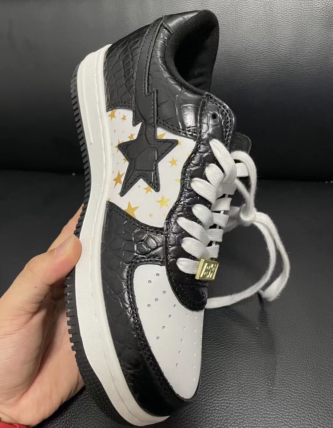 bapesta满天星黑白dunk蛇皮纹印印花板鞋休闲鞋软底休闲板鞋