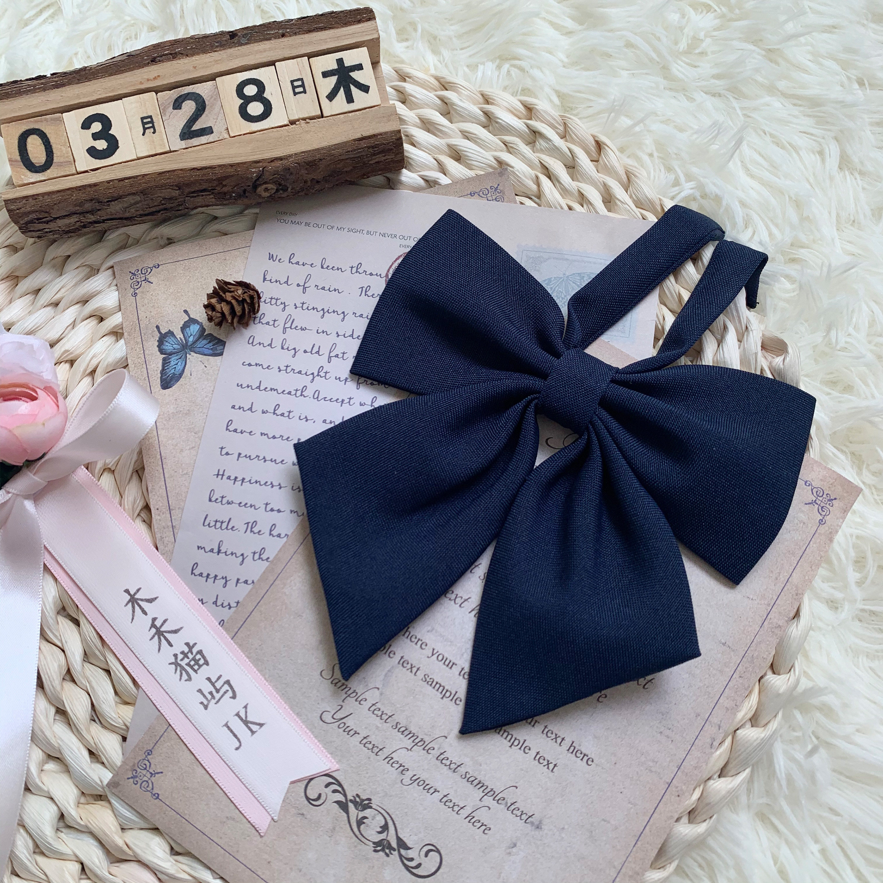 木禾制服jks羽根斜角领结纯色学院衬衫校服领结