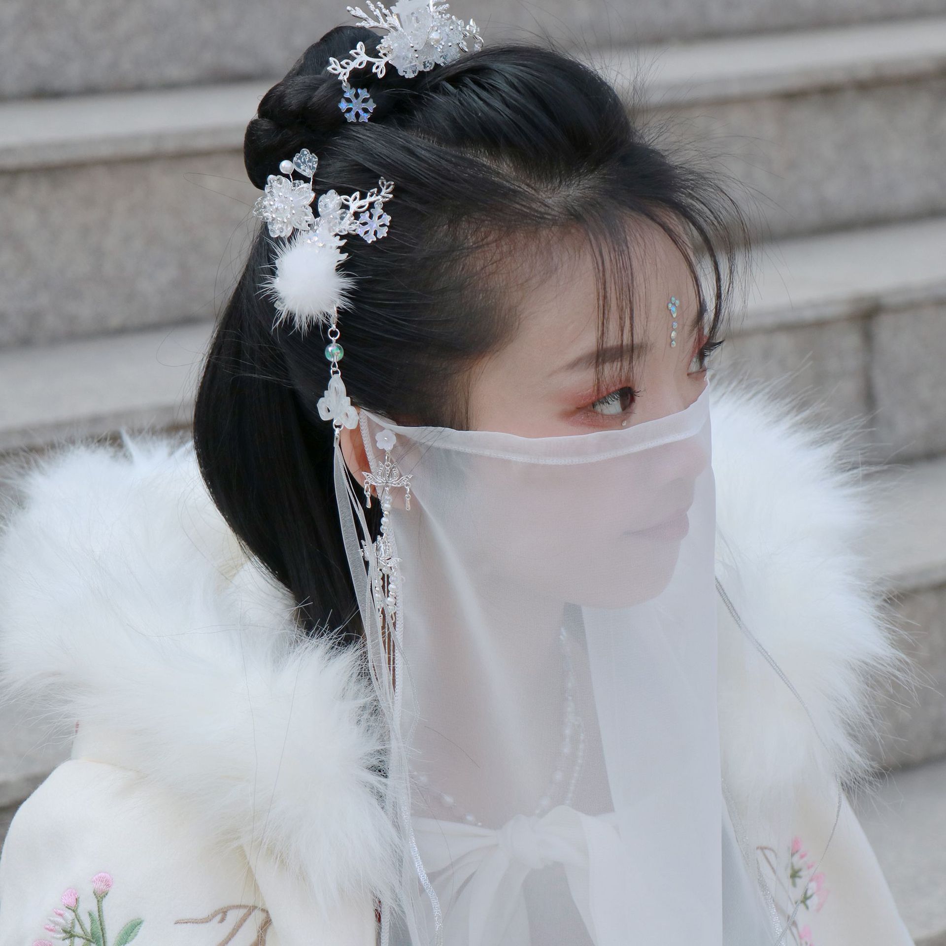 发飘簪服纱顶磊装配发全带汉皇面饰古制风代发饰