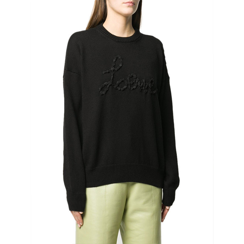 海外直发loewe罗意威女士黑色棉长袖针织衫毛衣女神节礼物