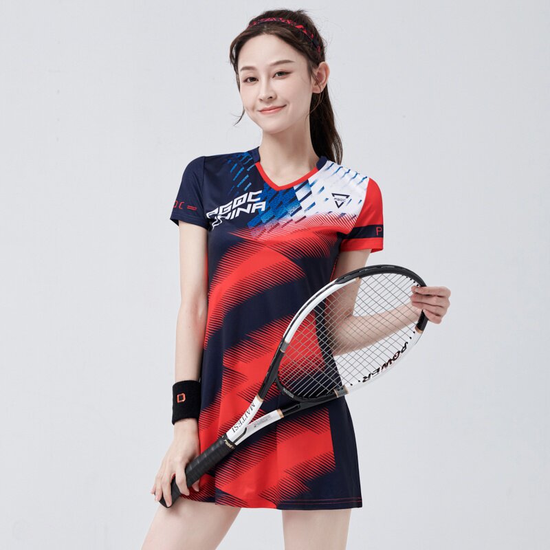 新款羽毛球连衣裙套装女士显瘦运动裙子网球比赛服羽毛球服