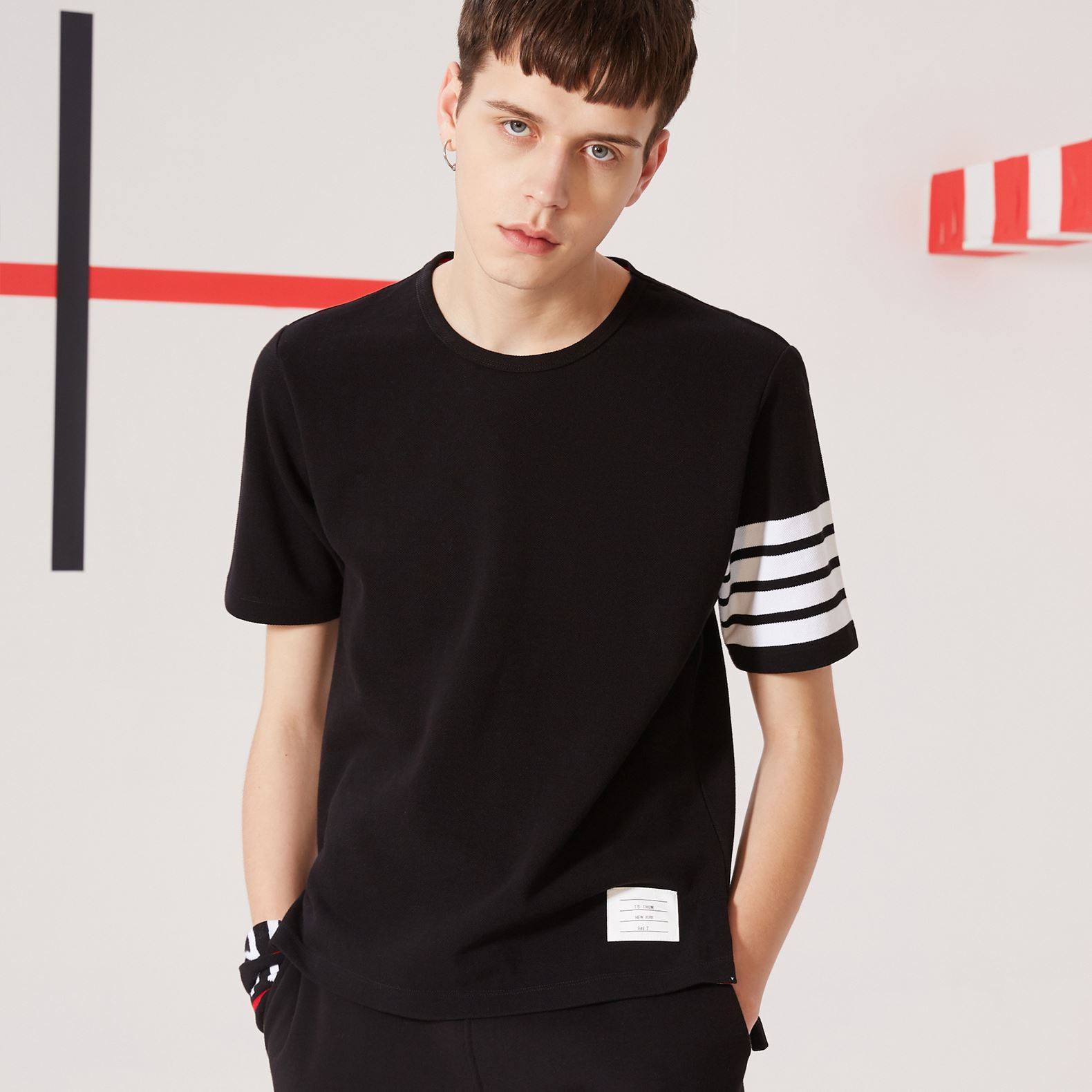 潮牌tb春夏短袖体恤男女情侣装四条圆领休闲运动cosplay男装