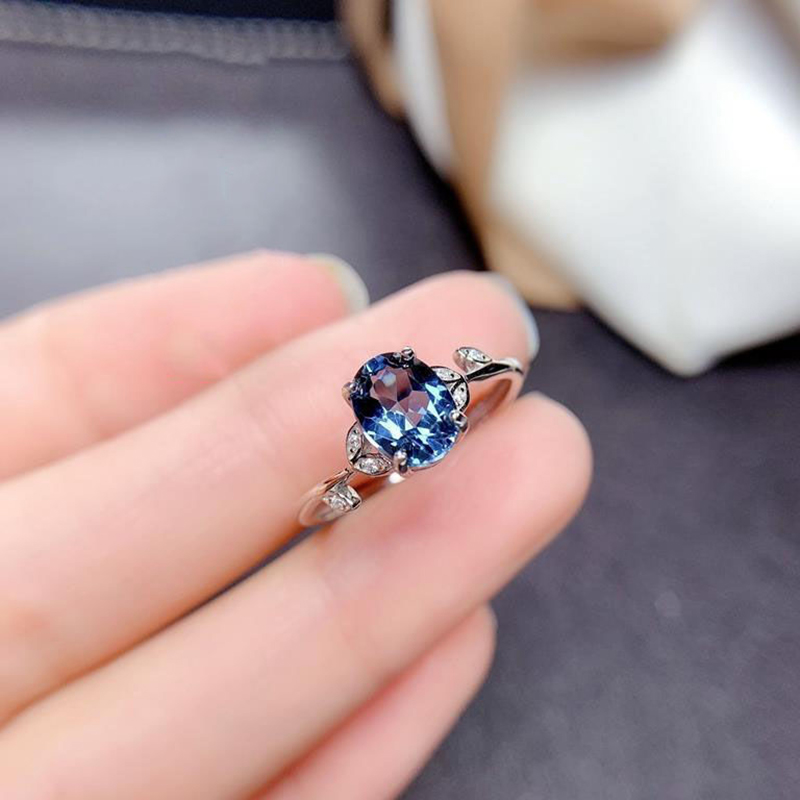 s925时尚晶彩水晶蓝色气质个性日韩戒指蓝宝石戒指