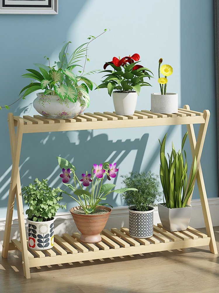 花架花架子实木碳化阳台木质双层多肉植物物架花架