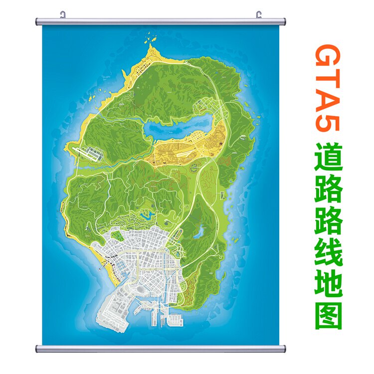 新品gta5地图侠盗猎飞车手海报客厅装饰贴墙现代装饰画