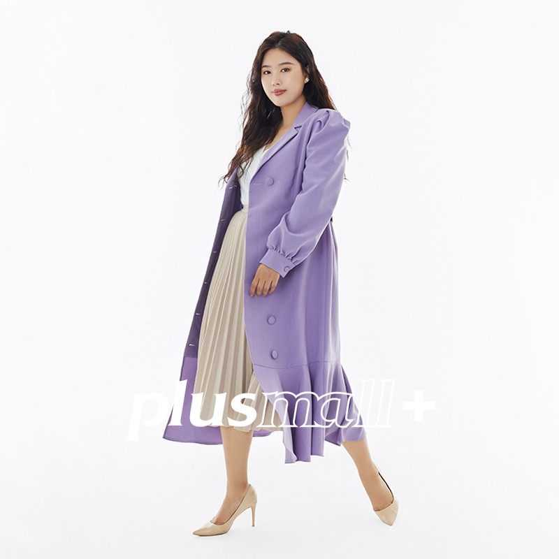 plusmall杨天真大码裙子女秋季设计斜纹复古风衣大码女装