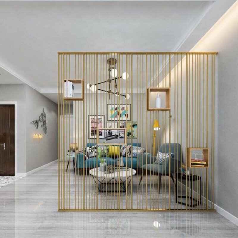 隔断北欧铁艺置物架装饰创意餐厅镂空屏风金属办公屏风