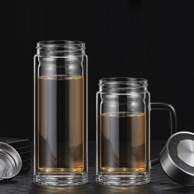耐高温双层玻璃杯透明泡茶茶杯男女式微保温水杯玻璃杯