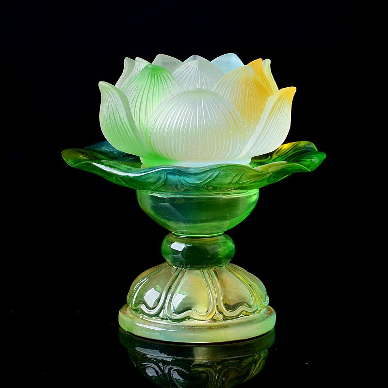 琉璃酥油佛具莲花灯座供佛4小时油灯底座佛教烛台