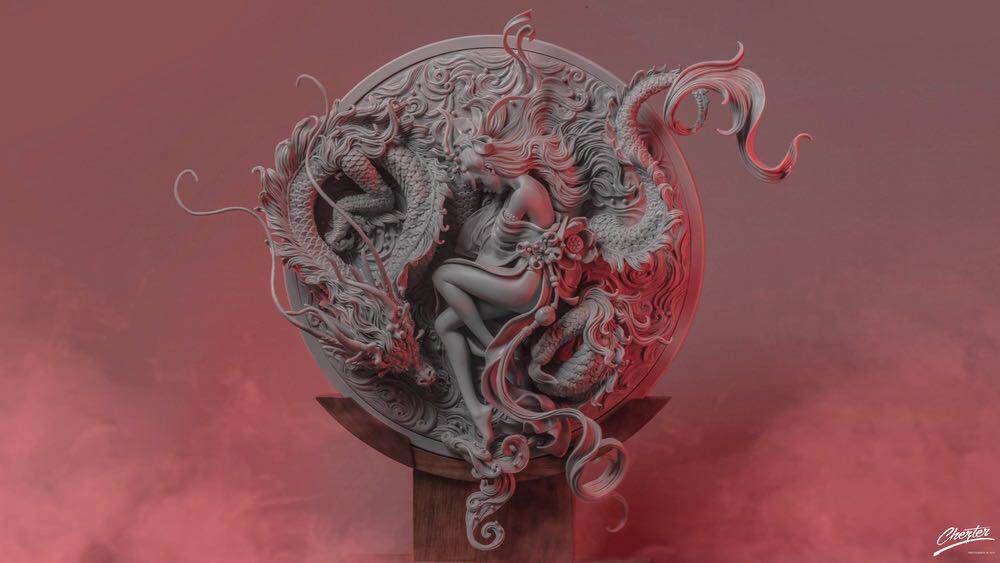 罗鹏原创作品御龙眠御龙gk白模透明雕像限量手办