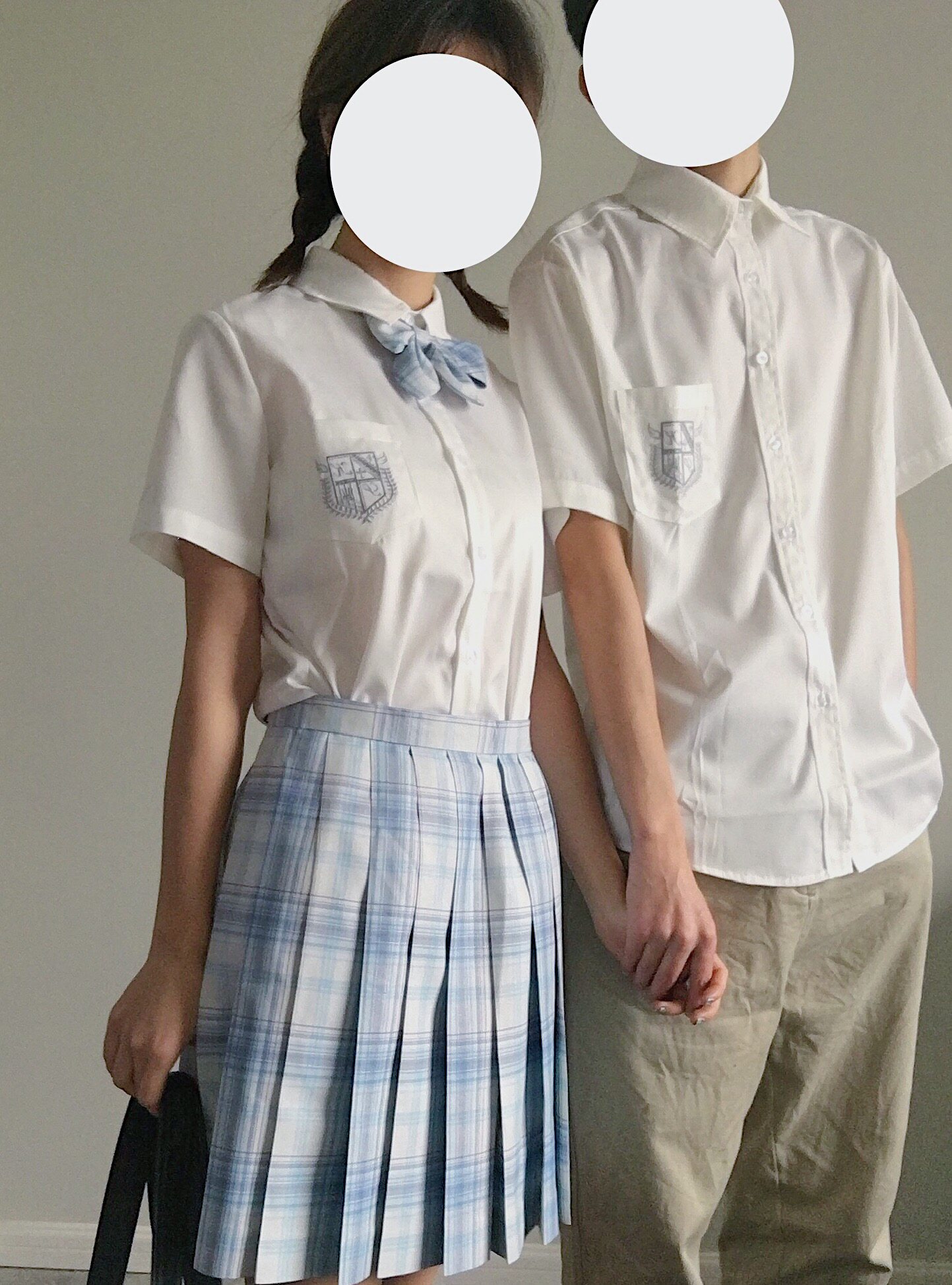 jk白色角襟刺绣制服dk原创桥豆现货短袖瑜伽套装